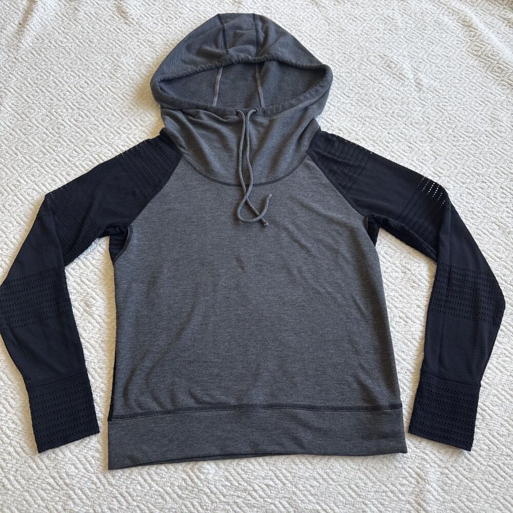 Athleta Charcoal Limitless Pullover Hoodie Sweatshirt Vented Thumbholes Size S